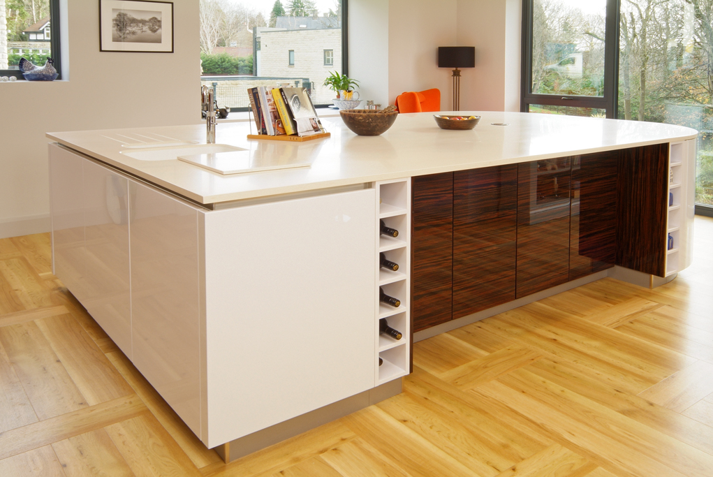 Ebony Macassar High Gloss Wood Kitchen Island My Cms