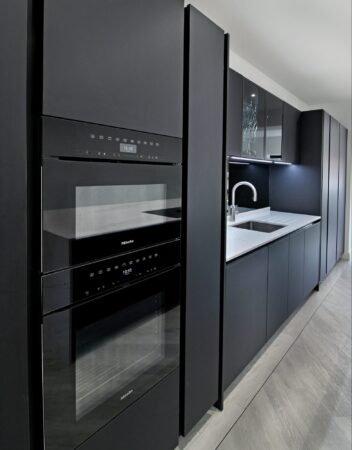 Minimalist kitchen design with built in appliances
